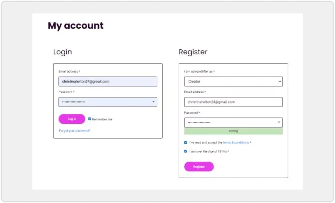 Create Account Step