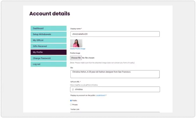 Customize Profile Step
